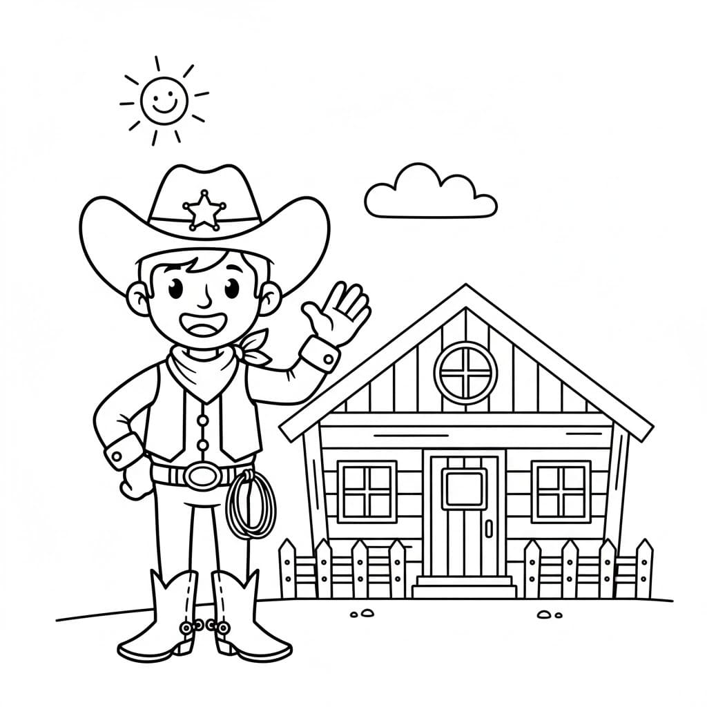 Kovboj zdarma snadný omalovánka