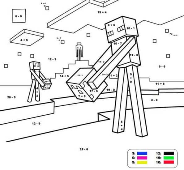 Minecraft Malování podle čísel k vytisknutí omalovánka