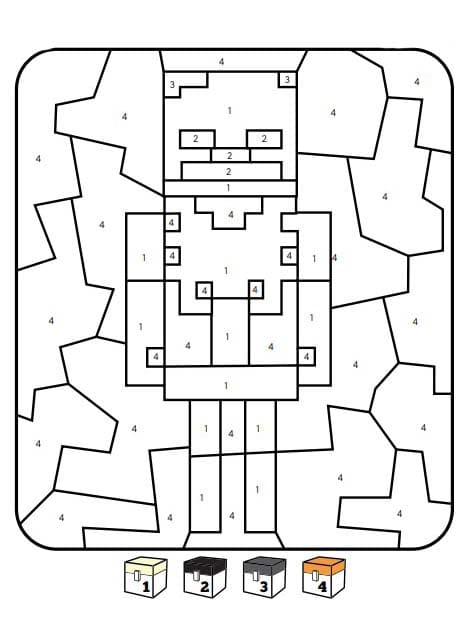 Minecraft Malování podle čísel tisknutelné pro děti omalovánka
