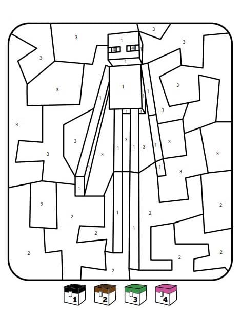 Minecraft Malování podle čísel zdarma pro děti omalovánka