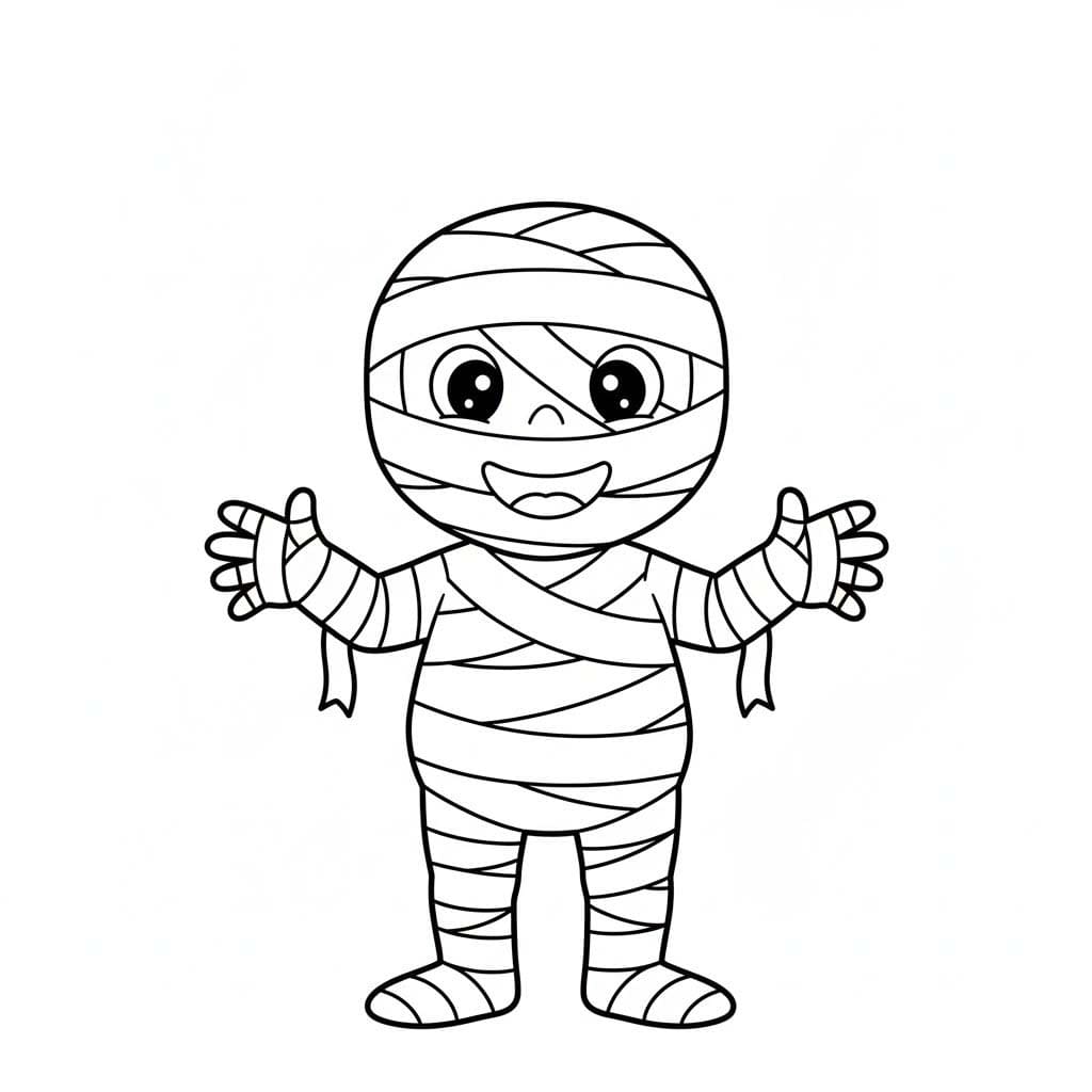 Mumie k vytisknutí zdarma omalovánka