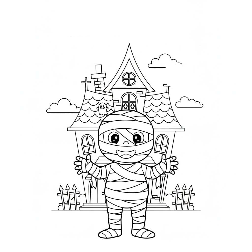 Mumie pro děti omalovánka