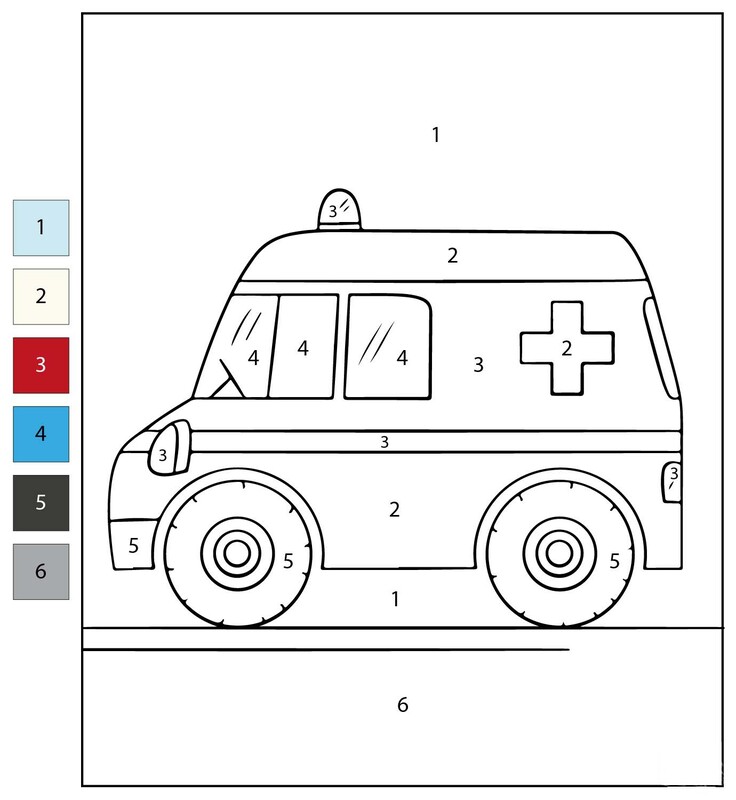Nakreslete Auta Malování podle čísel k vytisknutí zdarma omalovánka
