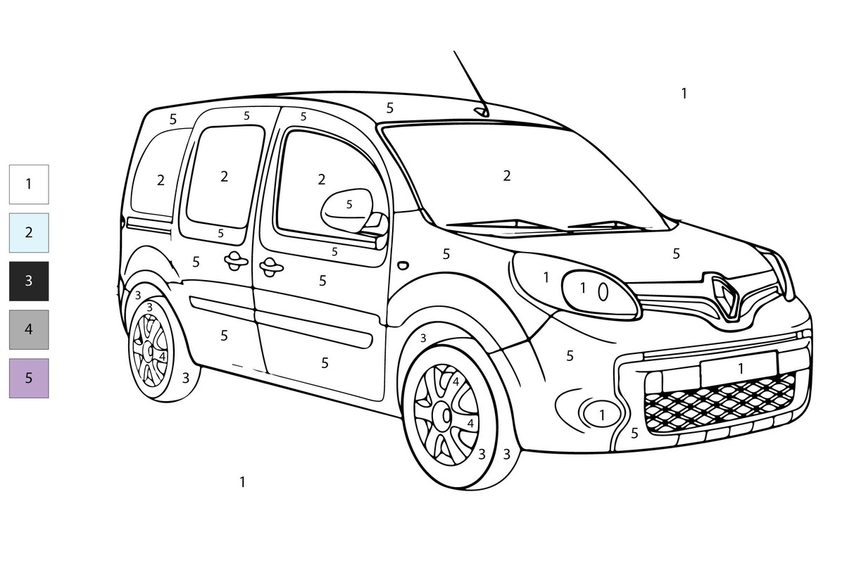 Nakreslete Auta Malování podle čísel pro děti omalovánka