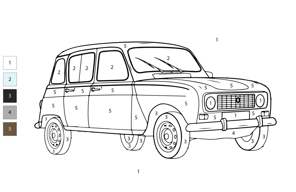 Nakreslete Auta Malování podle čísel snadný omalovánka