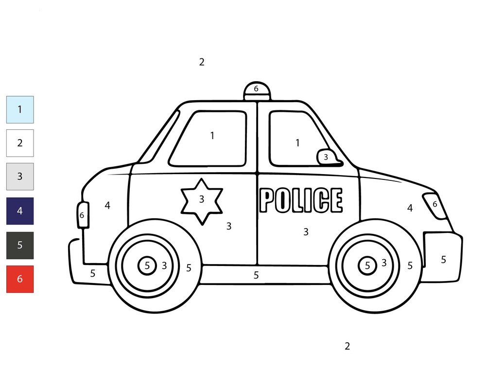 Nakreslete Auta Malování podle čísel tisknutelné omalovánka