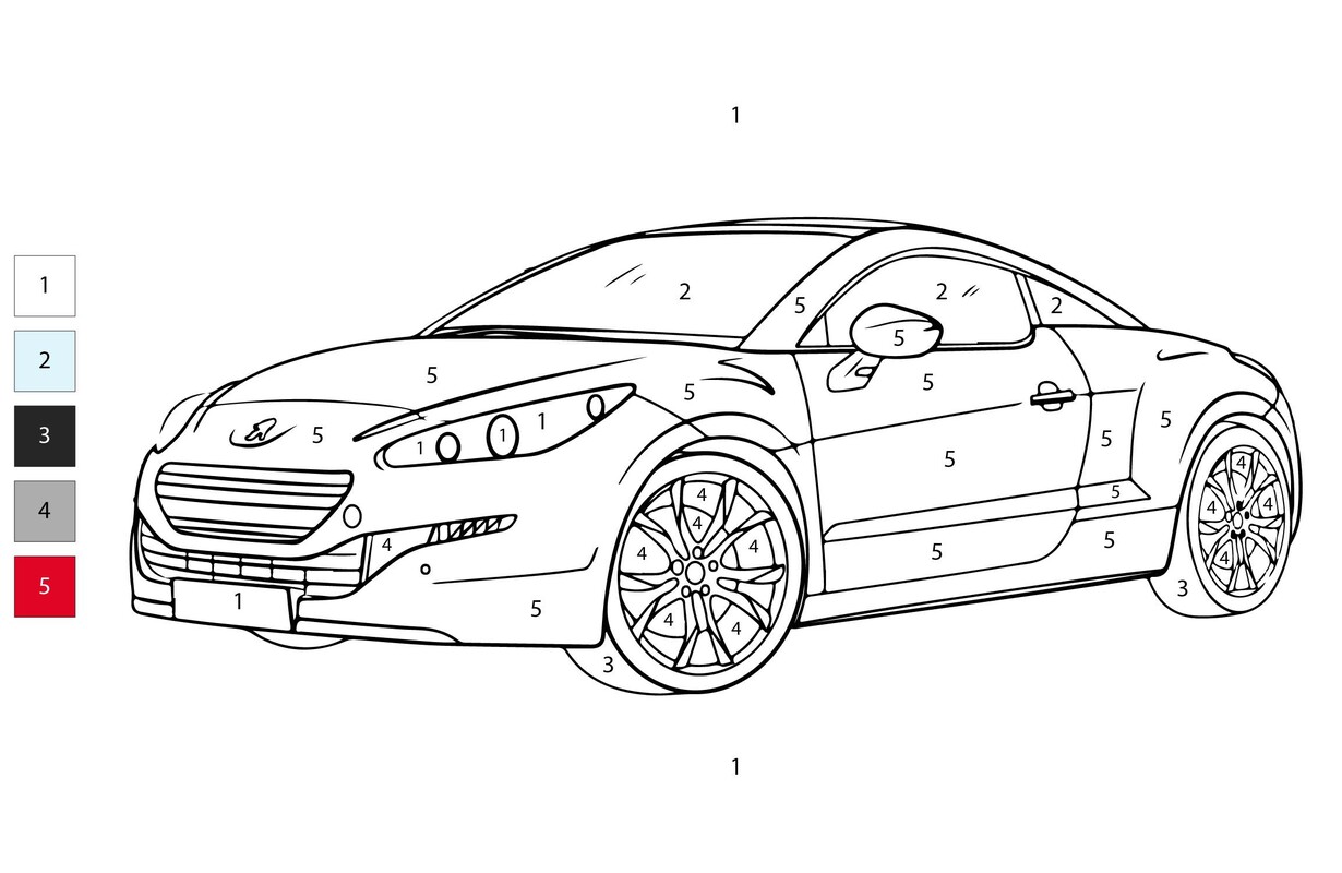 Nakreslete Auta Malování podle čísel základní omalovánka