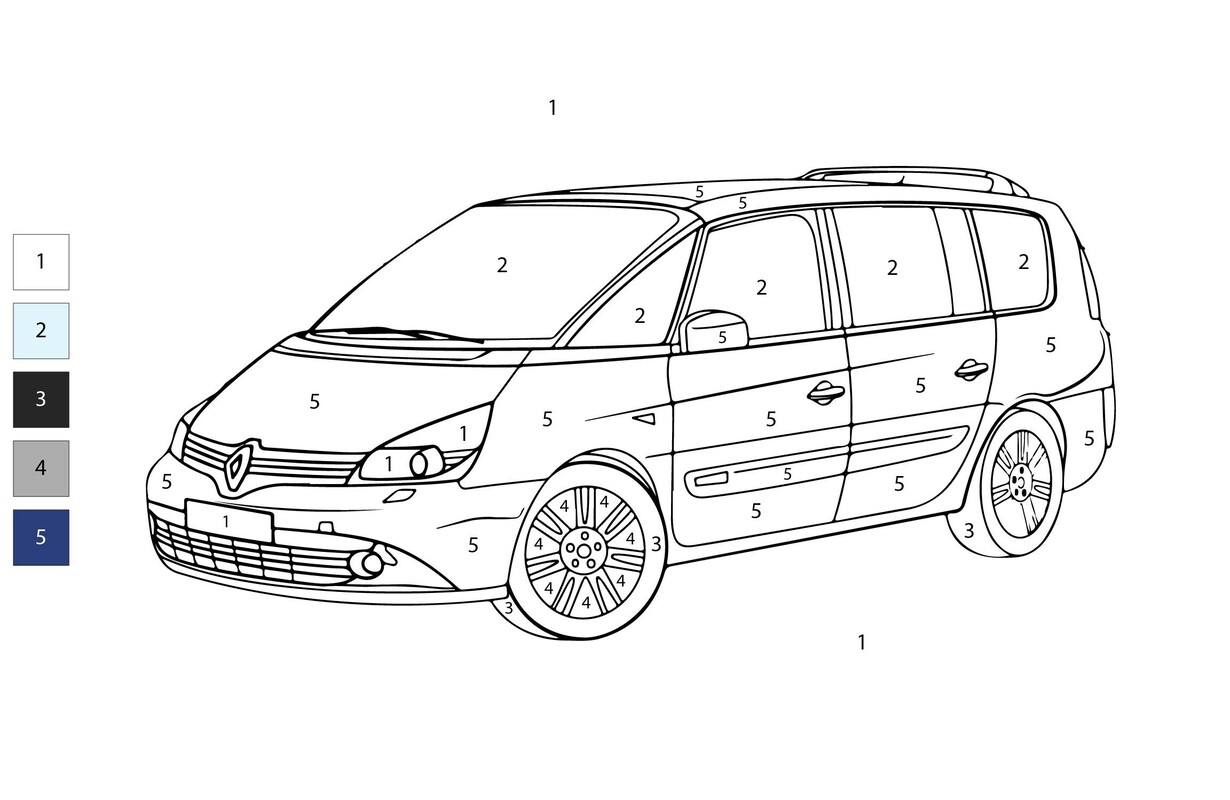 Nakreslete Auta Malování podle čísel zdarma pro děti omalovánka