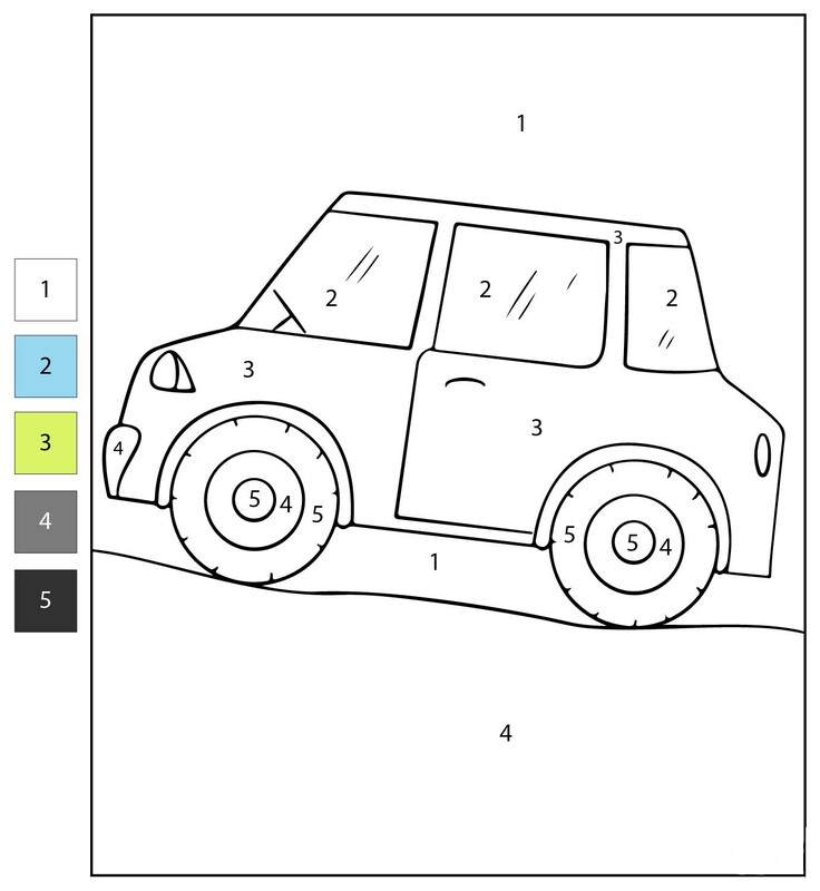 Nakreslete Auta Malování podle čísel zdarma omalovánka