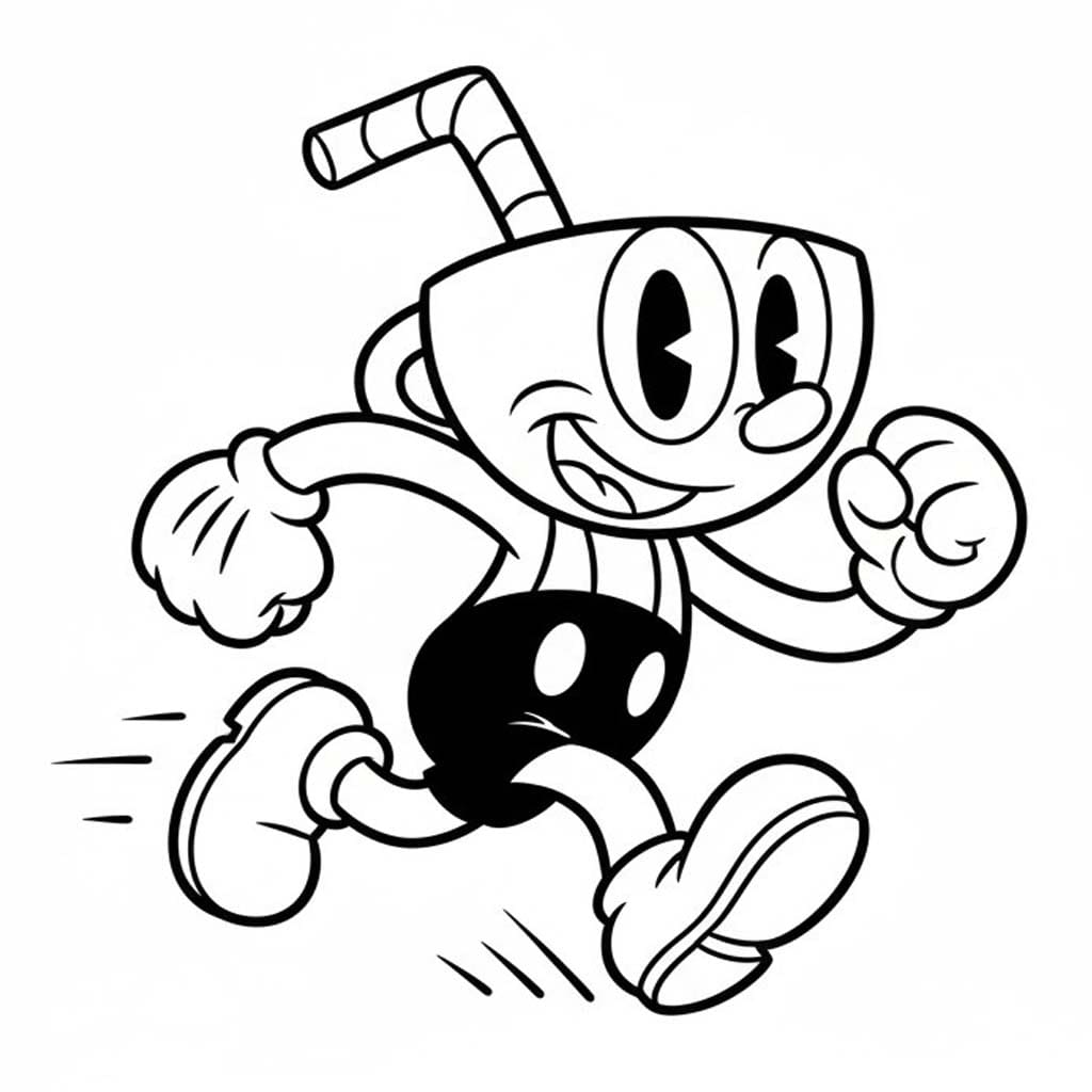 Nakreslete Cuphead snadný tisknutelné omalovánka
