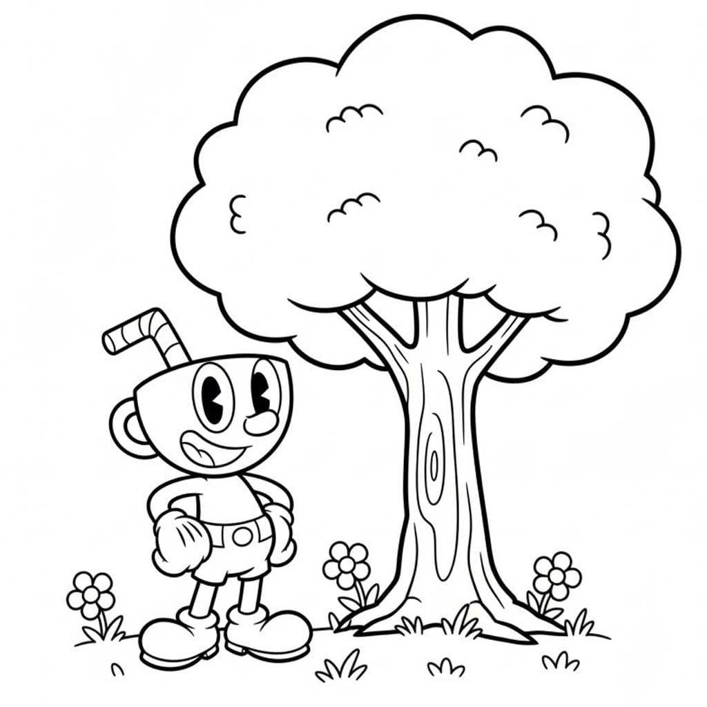 Nakreslete Cuphead zdarma snadný tisknutelné omalovánka