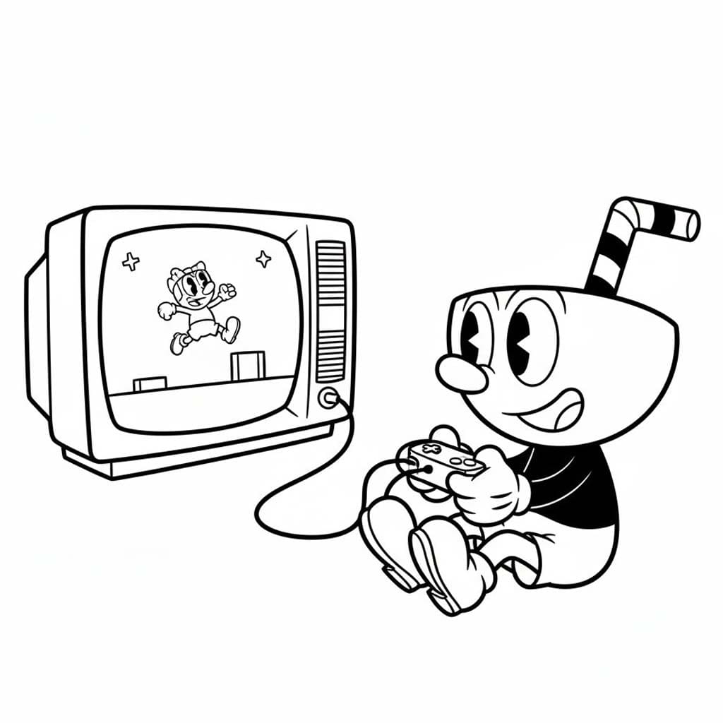 Nakreslete Cuphead zdarma základní tisknutelné omalovánka