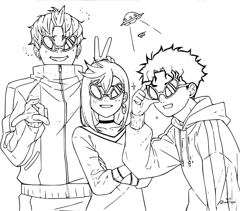 Nakreslete Dandadan 1 omalovánka