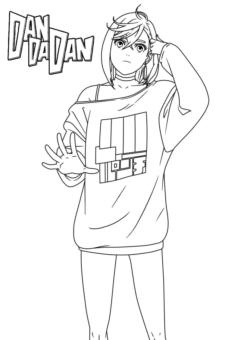 Nakreslete Dandadan zdarma pro děti omalovánka
