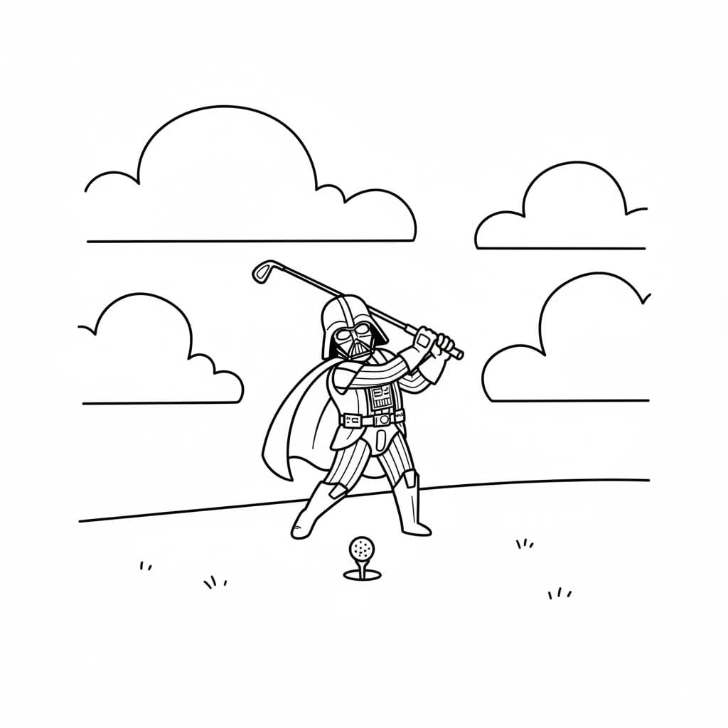 Nakreslete Darth Vader k vytisknutí zdarma omalovánka