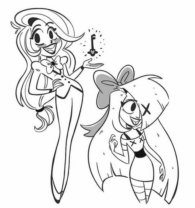 Nakreslete Hazbin Hotel zdarma základní tisknutelné omalovánka