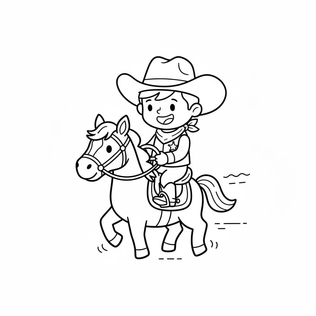 Nakreslete Kovboj prostý tisknutelné omalovánka