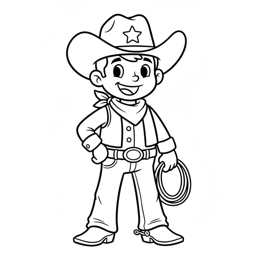 Nakreslete Kovboj snadný tisknutelné omalovánka