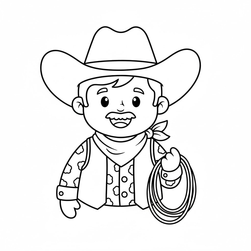 Nakreslete Kovboj zdarma prostý omalovánka