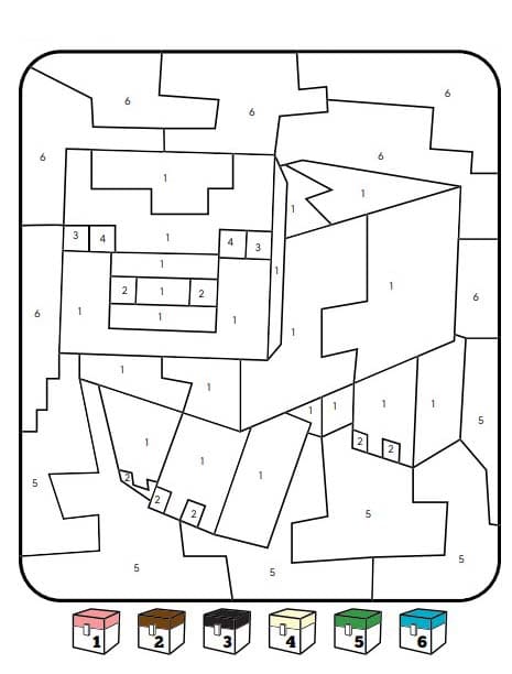 Nakreslete Minecraft Malování podle čísel prostý omalovánka