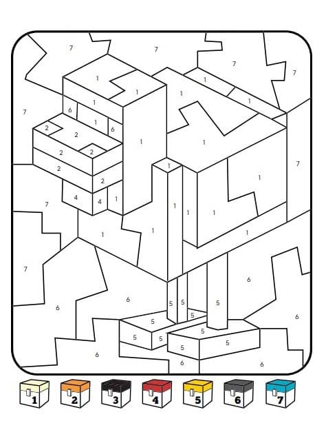 Nakreslete Minecraft Malování podle čísel snadný omalovánka