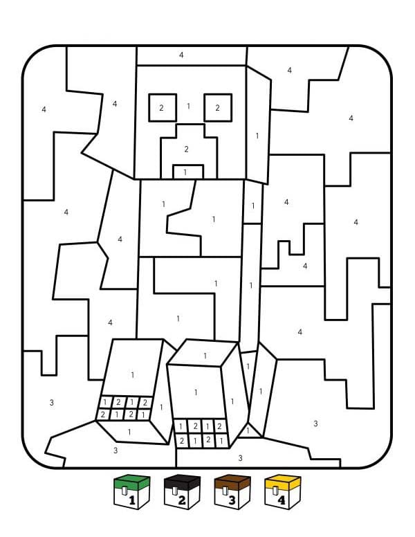 Nakreslete Minecraft Malování podle čísel základní omalovánka
