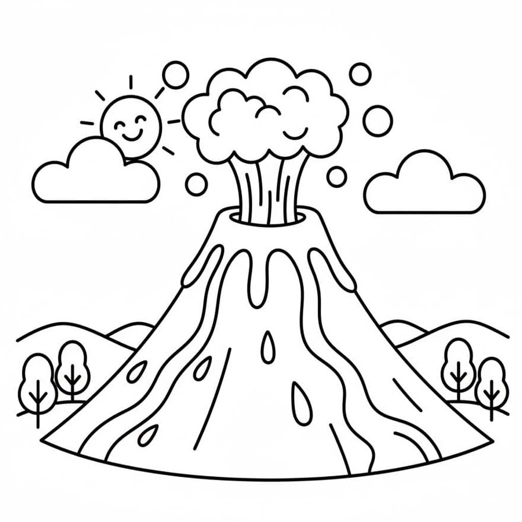 Nakreslete Sopka tisknutelné pro děti omalovánka
