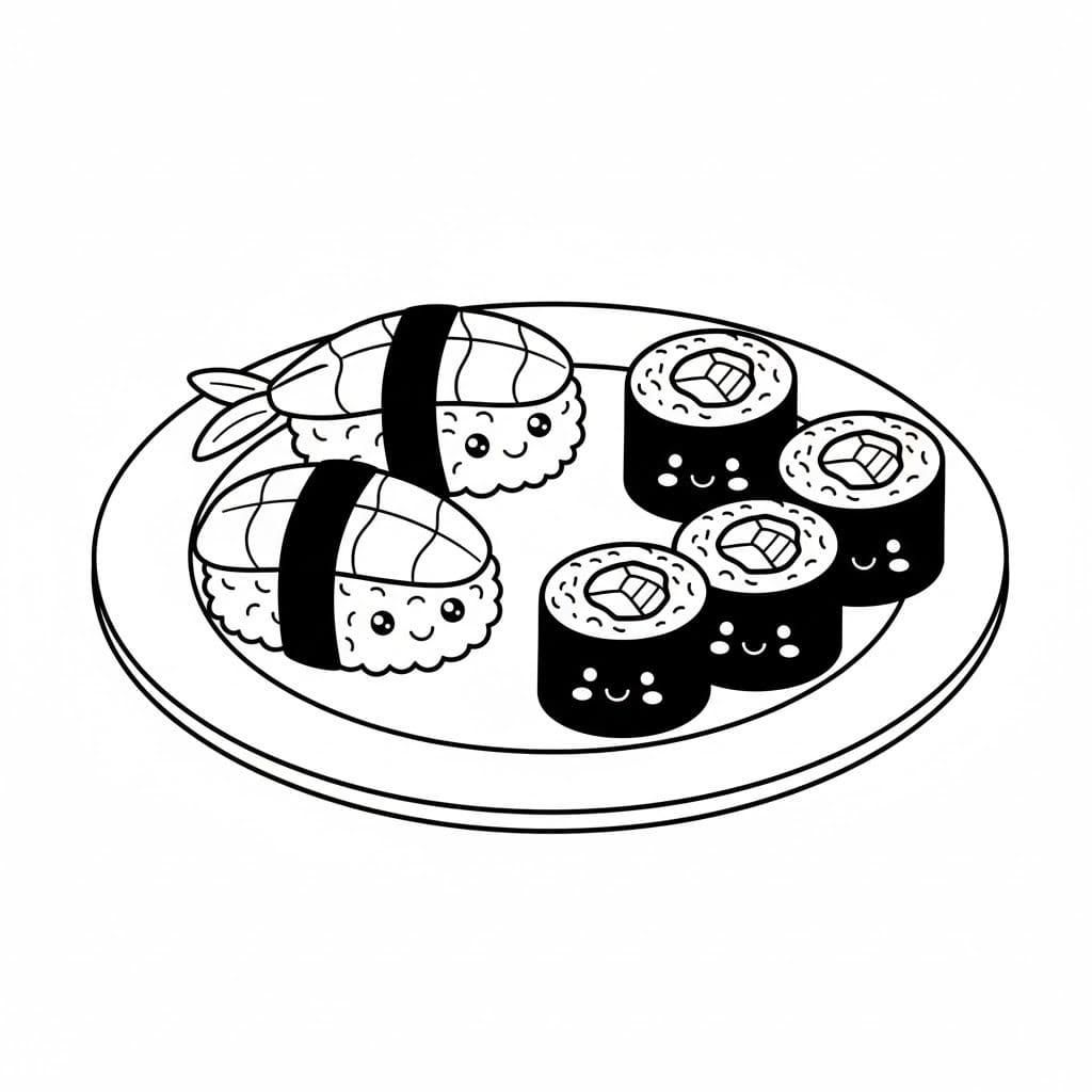 Nakreslete Sushi 8 omalovánka