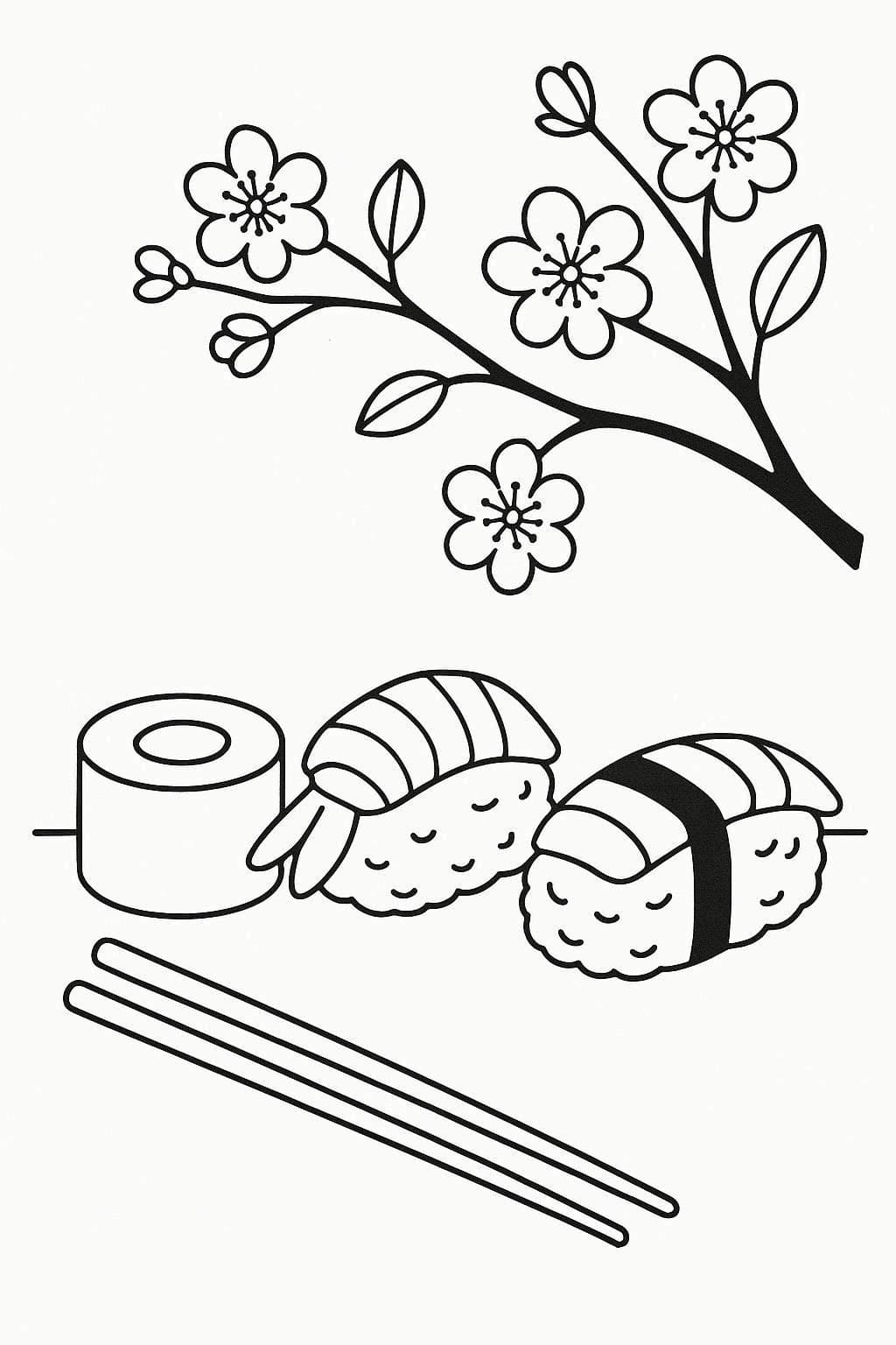 Nakreslete Sushi k vytisknutí prostý omalovánka