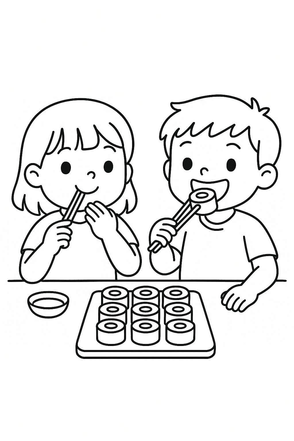 Nakreslete Sushi k vytisknutí snadný omalovánka