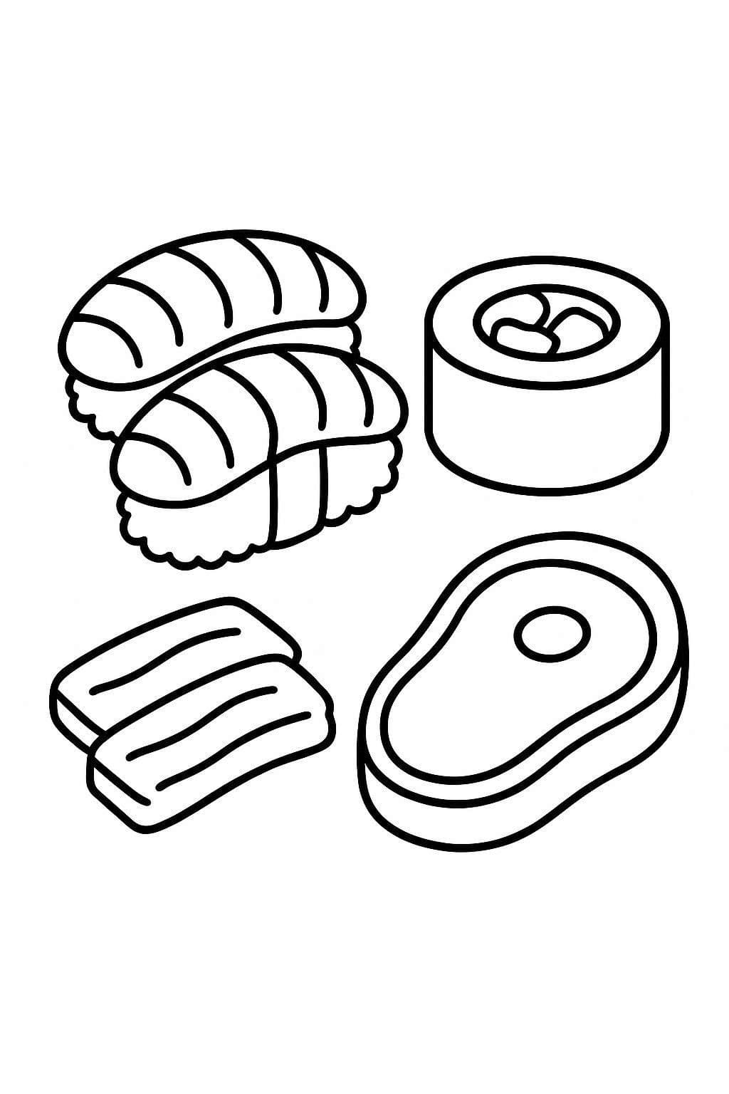 Nakreslete Sushi k vytisknutí zdarma prostý omalovánka