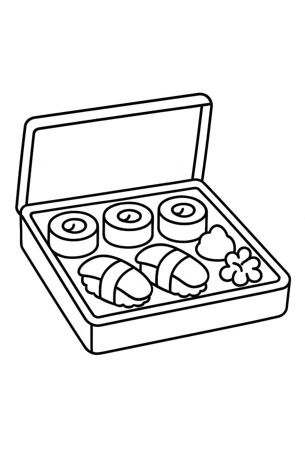 Nakreslete Sushi k vytisknutí zdarma snadný omalovánka