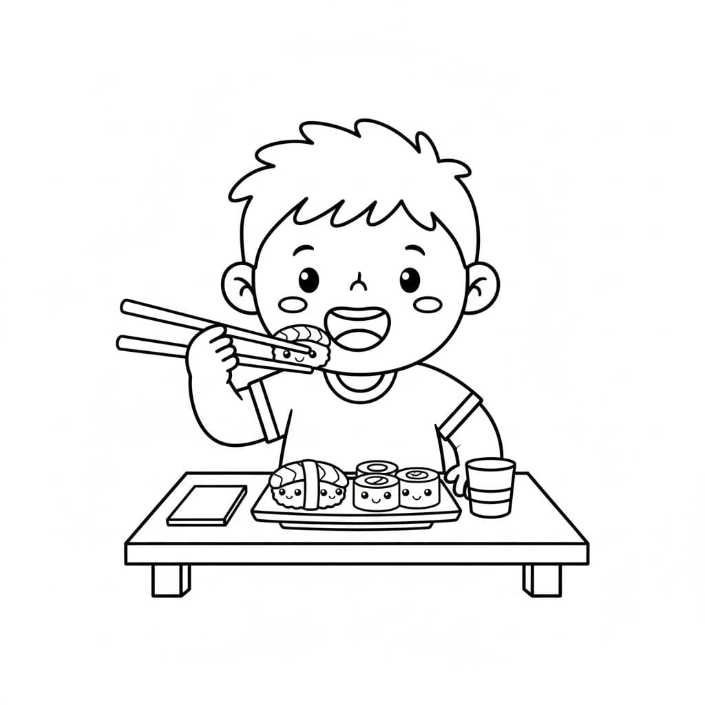 Nakreslete Sushi k vytisknutí zdarma omalovánka