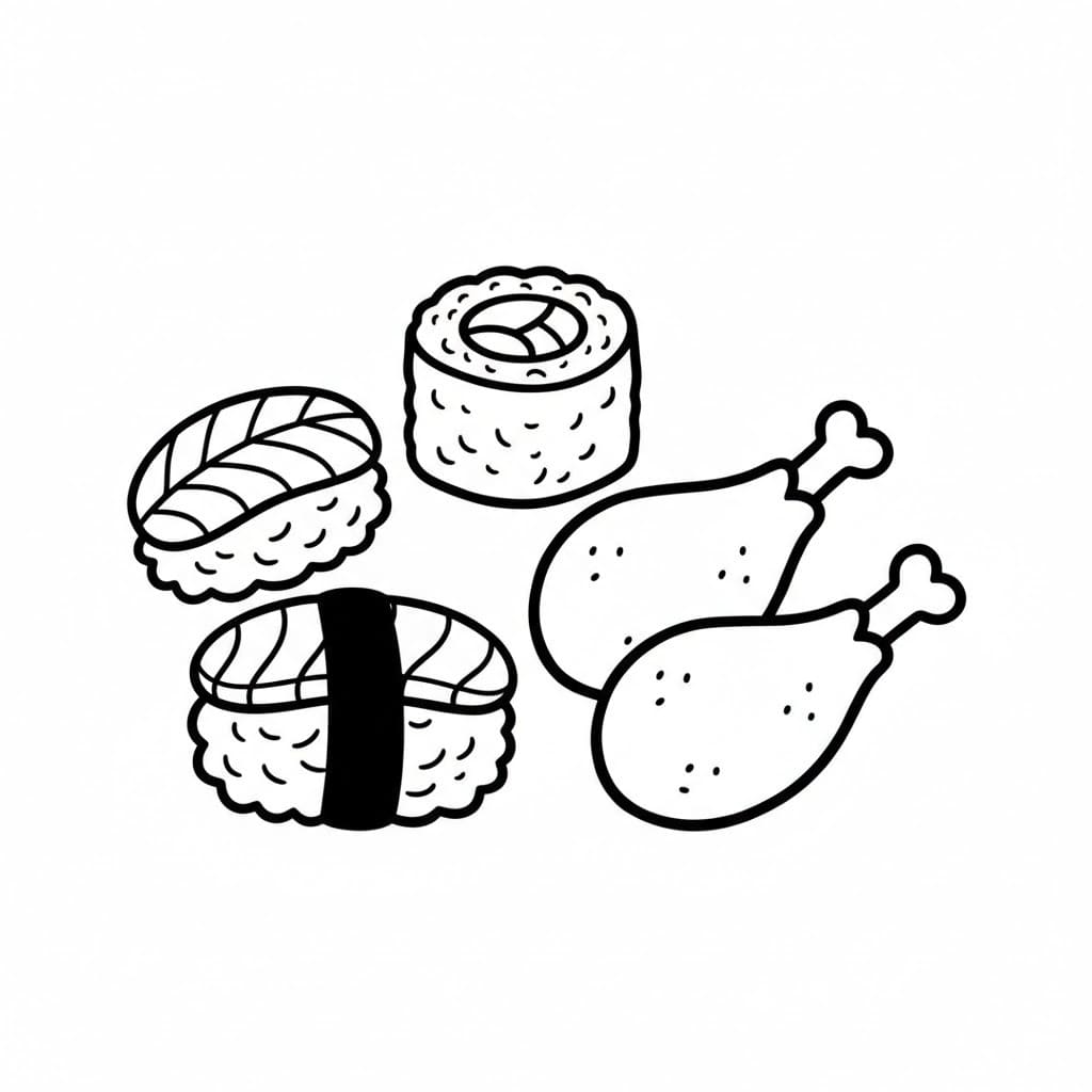 Nakreslete Sushi k vytisknutí omalovánka