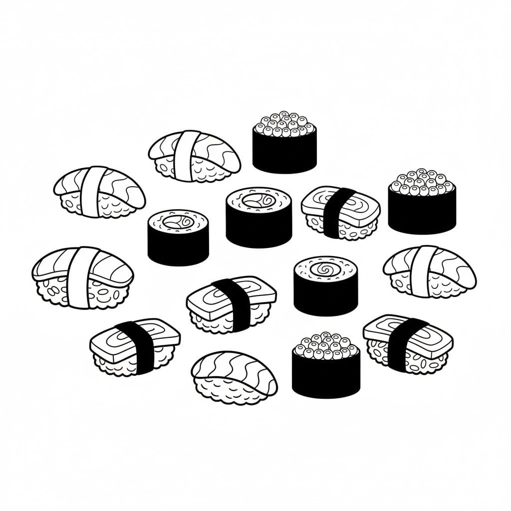 Nakreslete Sushi pro děti omalovánka