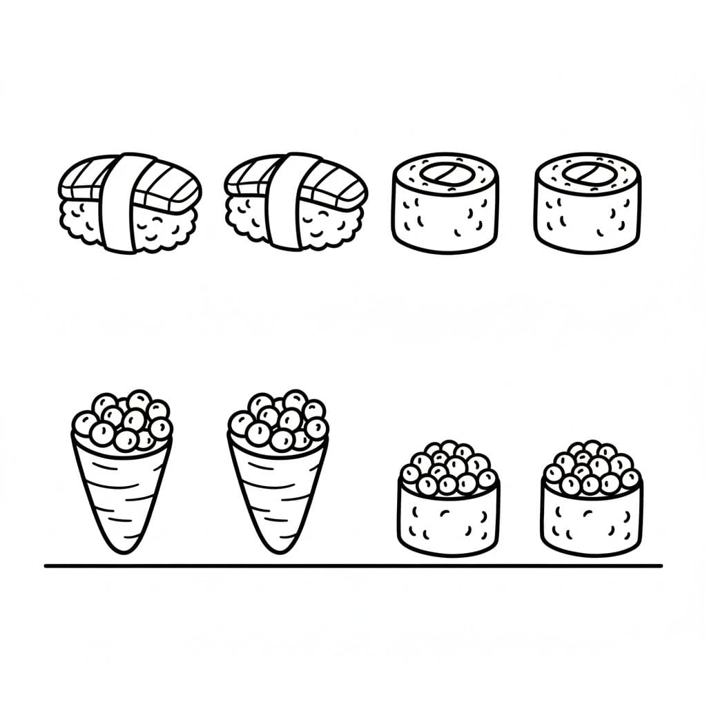 Nakreslete Sushi prostý u dětí omalovánka