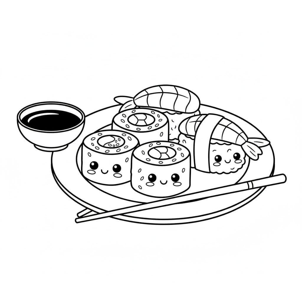 Nakreslete Sushi prostý omalovánka