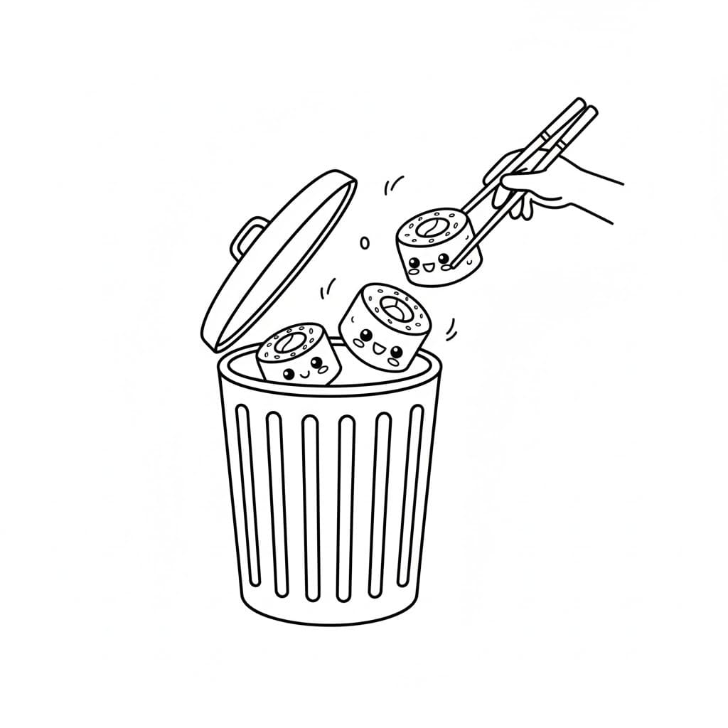 Nakreslete Sushi snadný omalovánka