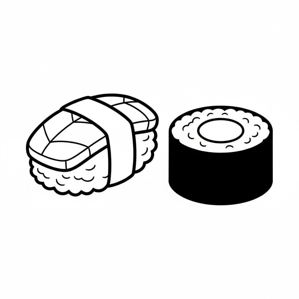 Nakreslete Sushi u dětí omalovánka