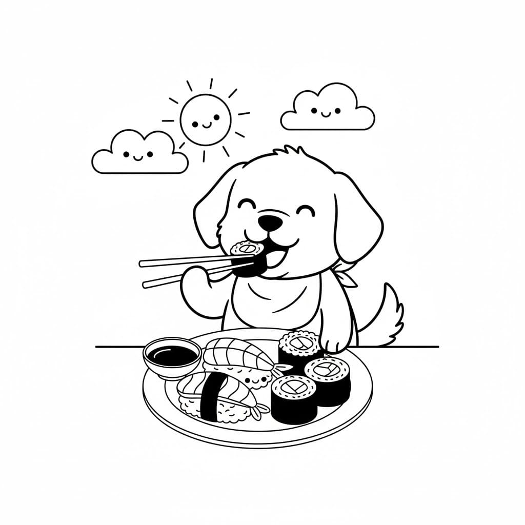 Nakreslete Sushi zdarma pro děti omalovánka