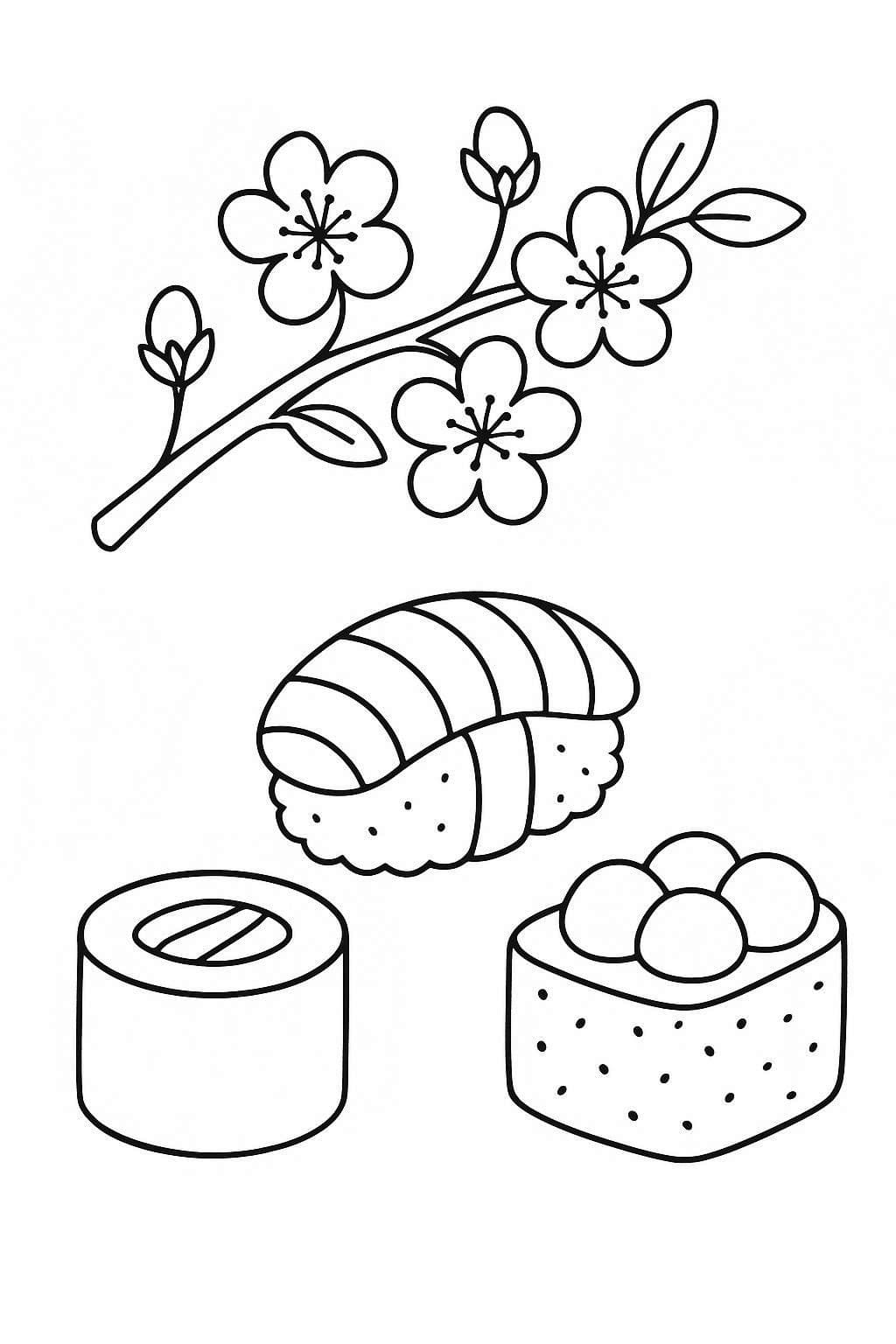 Nakreslete Sushi zdarma základní omalovánka