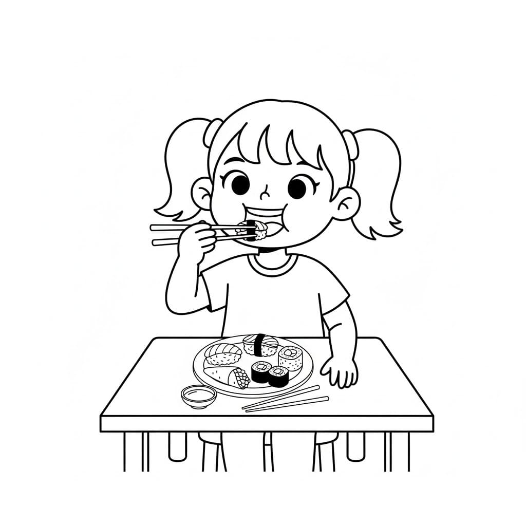 Nakreslete Sushi zdarma omalovánka