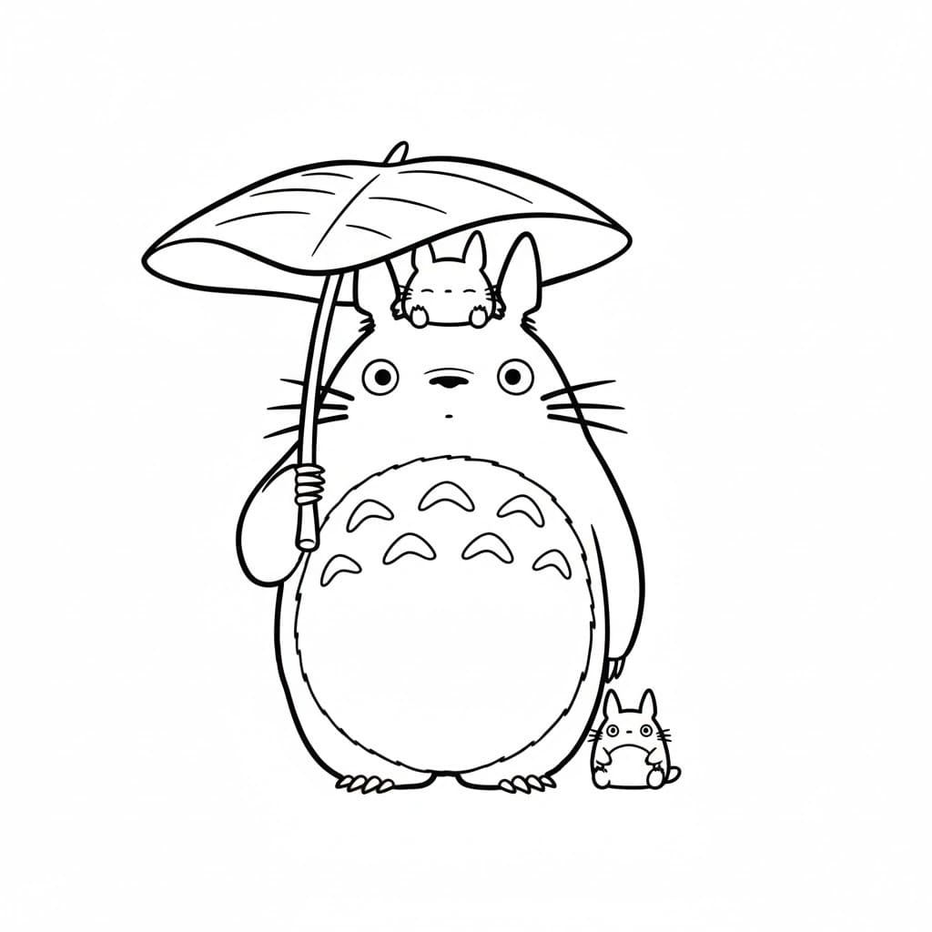 Nakreslete Totoro základní tisknutelné omalovánka