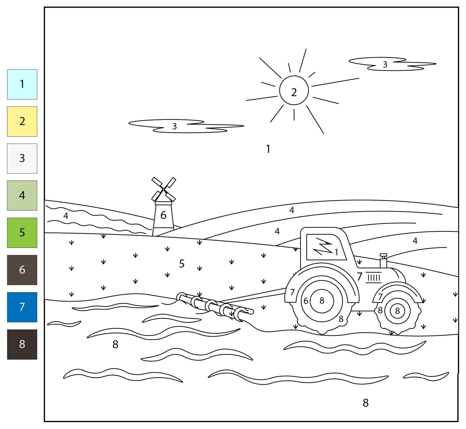 Nakreslete Traktor Malování podle čísel základní omalovánka