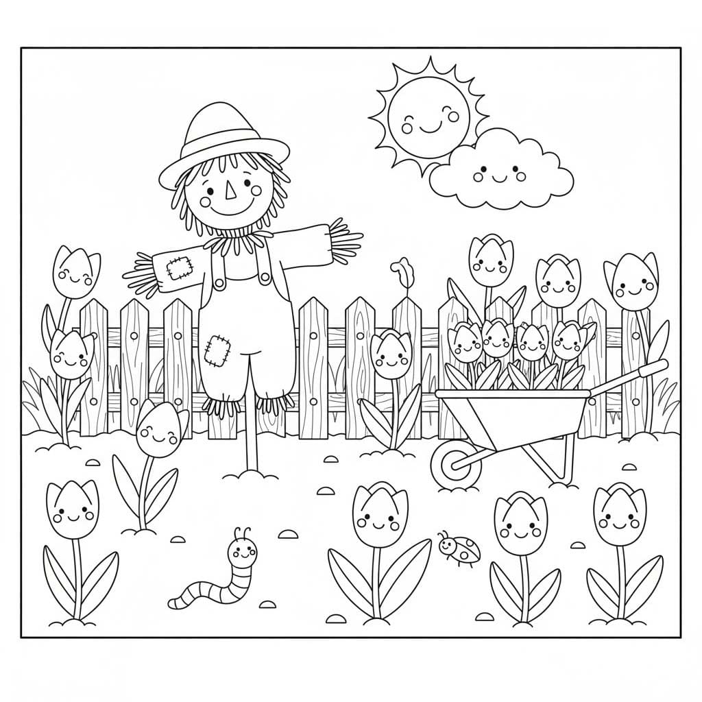 Nakreslete Zahrada k vytisknutí pro děti omalovánka