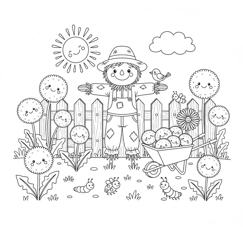 Nakreslete Zahrada k vytisknutí snadný omalovánka