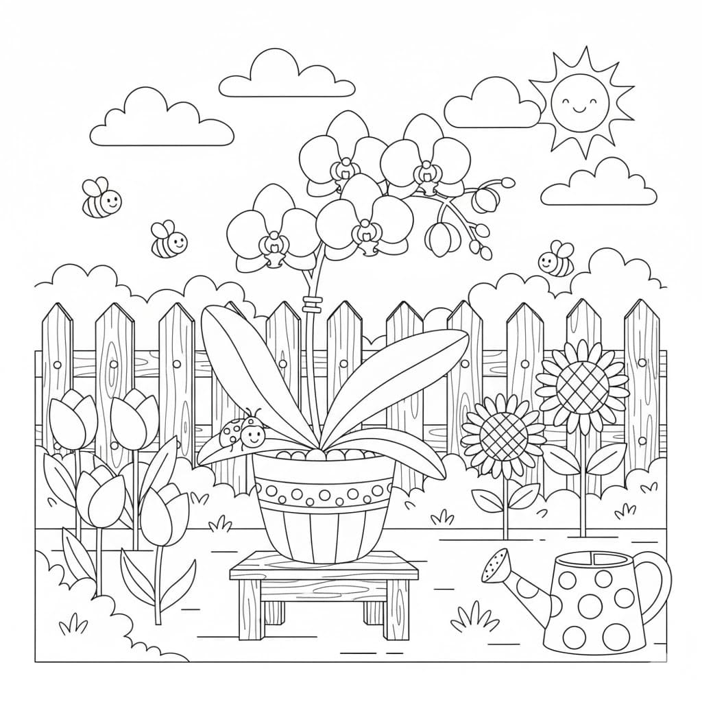 Nakreslete Zahrada k vytisknutí zdarma omalovánka