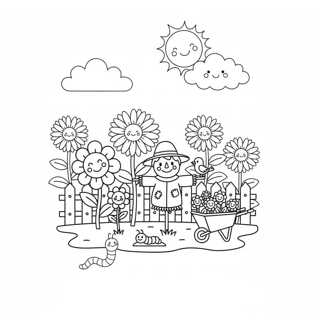 Nakreslete Zahrada k vytisknutí omalovánka