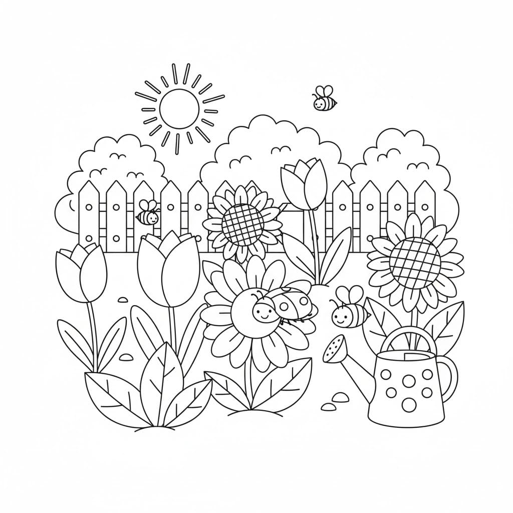 Nakreslete Zahrada pro děti omalovánka