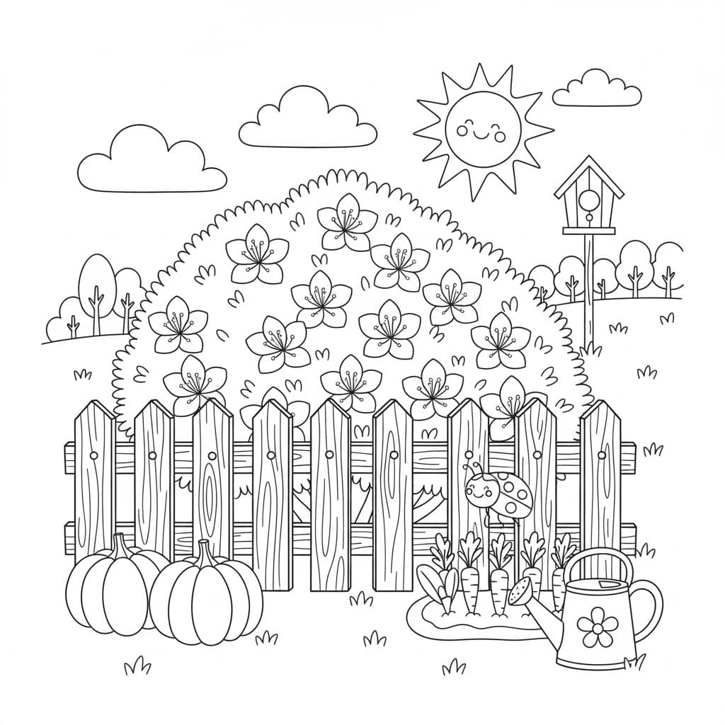 Nakreslete Zahrada prostý u dětí omalovánka